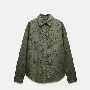 Olive Green Embroidered Shirt